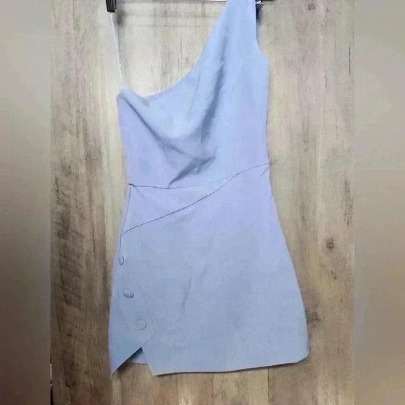 NBD Revolve Aldon One Shoulder Asymmetrical Mini Dress In Periwinkle Blue Small - Picture 4 of 11